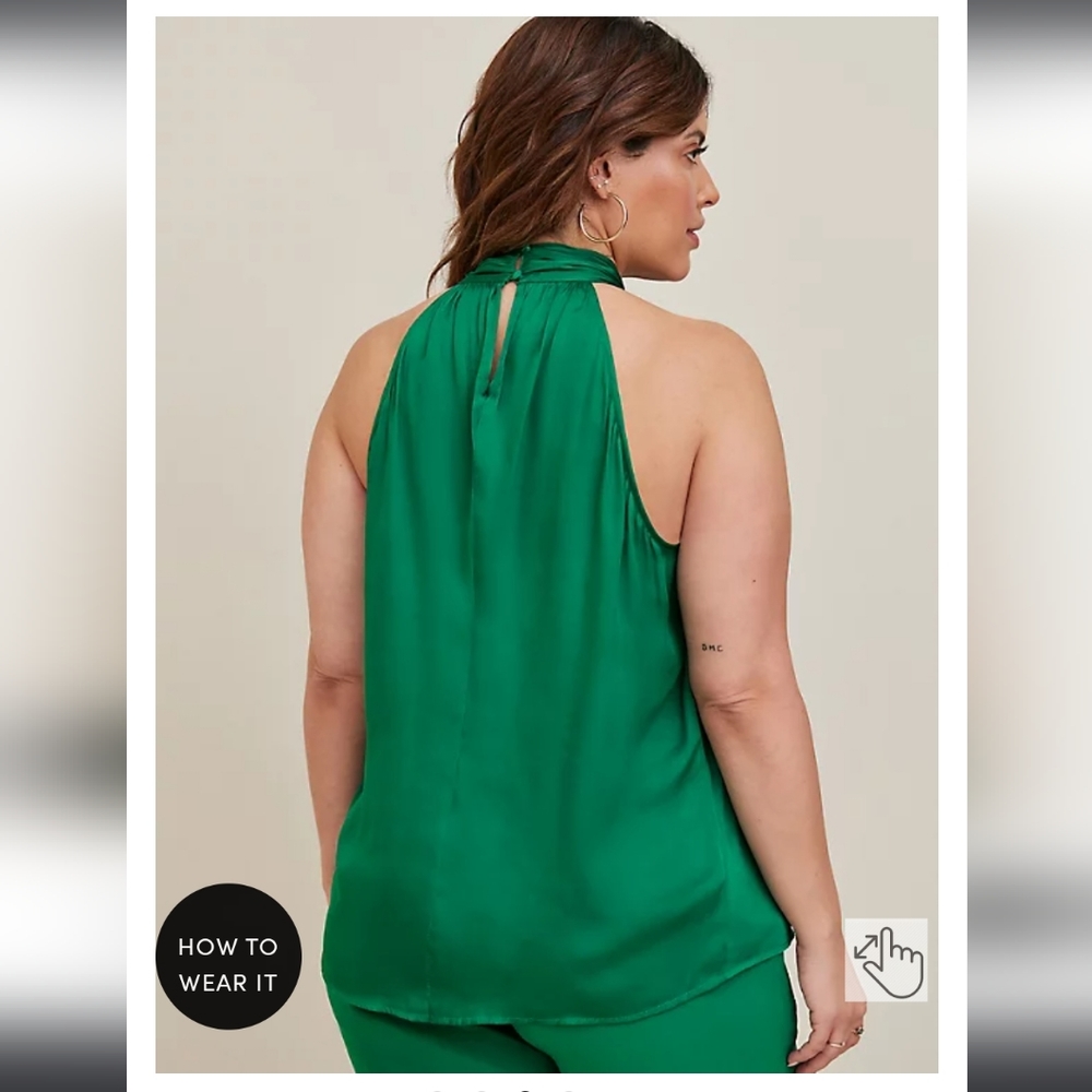 Torrid Satin Knot Front High Neck Tank - Picture 3 of 6